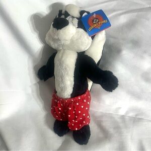 VTG 90s Looney Tunes Pepe Le Pew Plush Collectible Toy Warner Bros Cartoon Cat